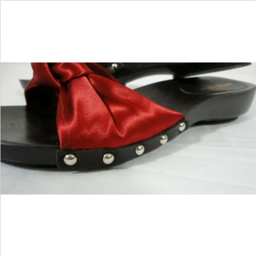 Red Studded Flat Slide Clog Sandals 8M